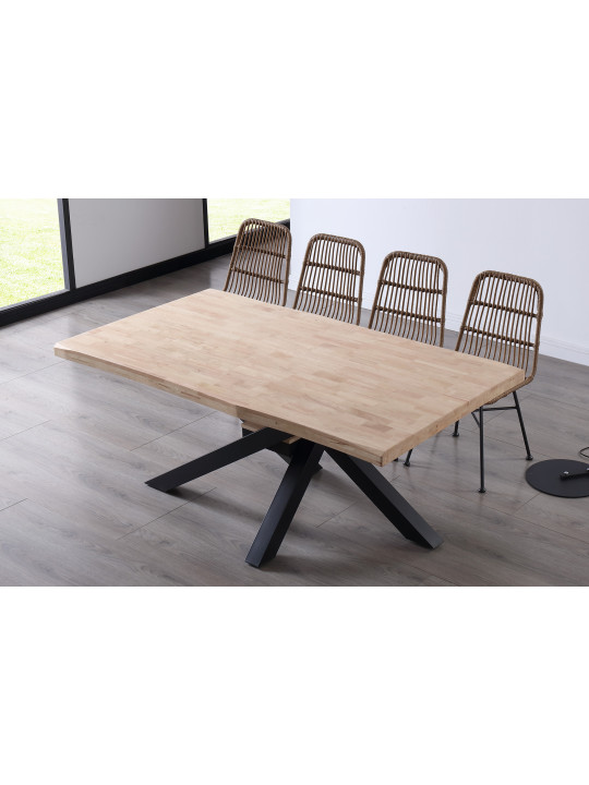 MESA COMEDOR FIJA XENA 180 x 100 CM ROBLE  / NEGRO,  ROBLE / BLANCO , NORDISH / NEGRO  TAPA CON FORMA.
