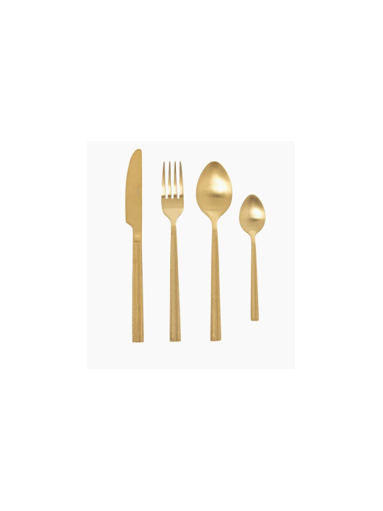 Set de 24 cubiertos Acero Inoxidable Dorado Mate Apto para lavavajillas