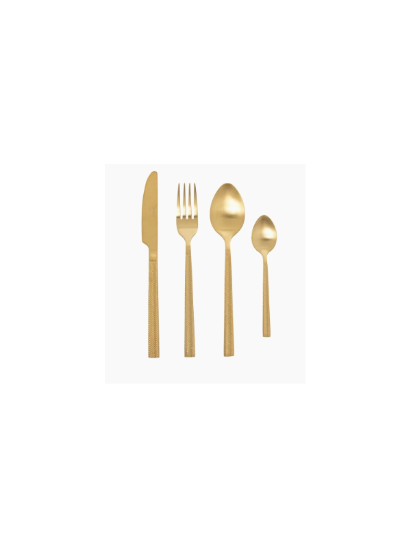 Set de 24 cubiertos Acero Inoxidable Dorado Mate Apto para lavavajillas