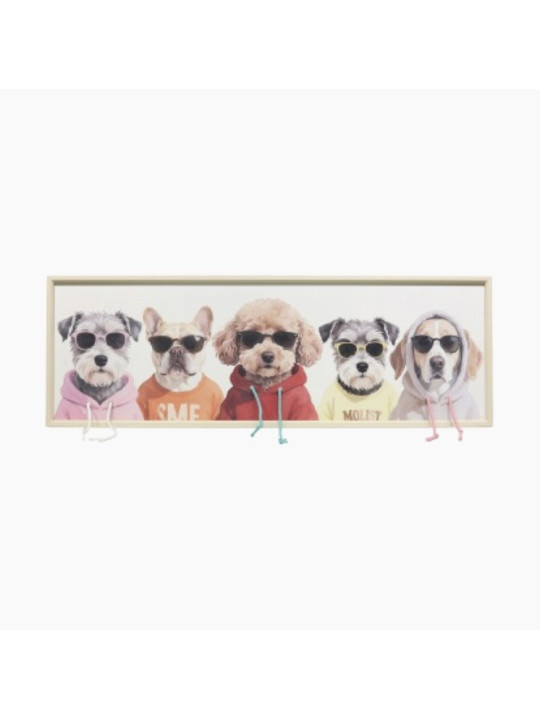 Cuadro Marco Madera perros 120x40x3.5cm