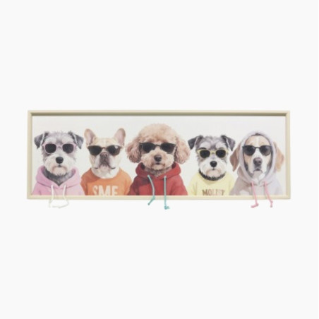 Cuadro Marco Madera perros 120x40x3.5cm