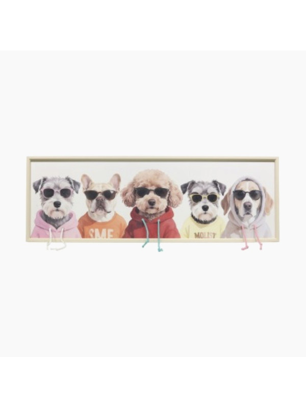 Cuadro Marco Madera perros 120x40x3.5cm