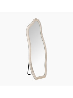 Espejo pared madera forrado terciopelo beige 160x60