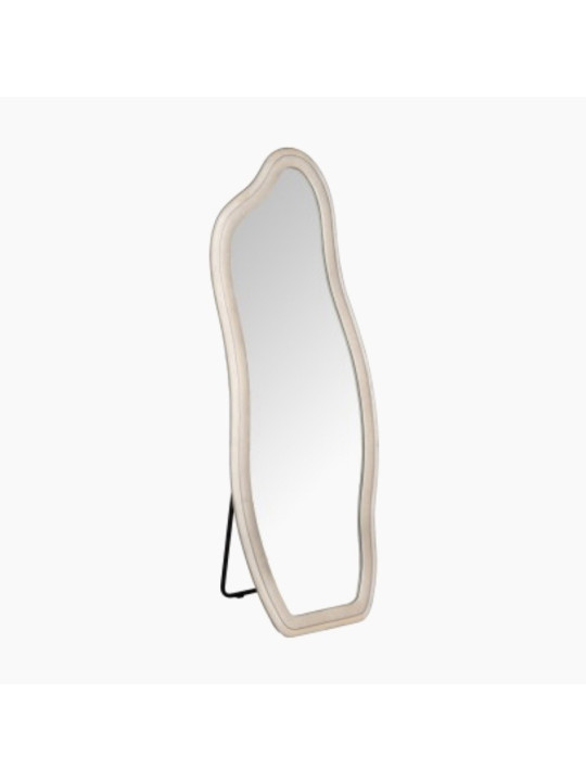 Espejo pared madera forrado terciopelo beige 160x60