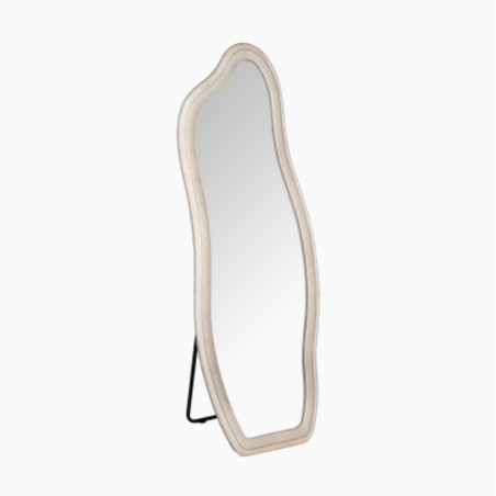 Espejo pared madera forrado terciopelo beige 160x60
