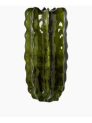 Macetero Cactus 90cm Cerámica Verde Oscuro Brillo 90x35cm