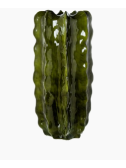 Macetero Cactus 90cm Cerámica Verde Oscuro Brillo 90x35cm