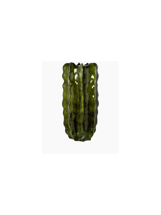 Macetero Cactus 90cm Cerámica Verde Oscuro Brillo 90x35cm