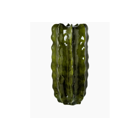 Macetero Cactus 90cm Cerámica Verde Oscuro Brillo 90x35cm