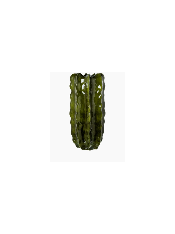 Macetero Cactus 90cm Cerámica Verde Oscuro Brillo 90x35cm