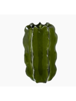 Jarrón Cactus Cerámica Verde Oscuro Brillo 40x23cm