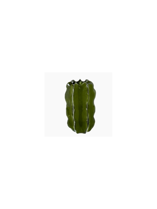 Jarrón Cactus Cerámica Verde Oscuro Brillo 40x23cm