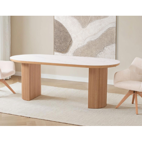 Mesa comedor chapa roble y porcelánico 200*90*75 cm