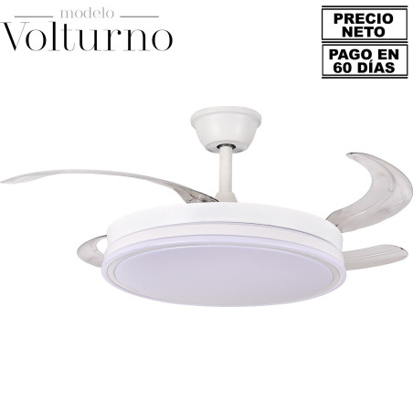 Ventilador Techo C/luz Volturno Blanco 4 Aspas Retráctiles