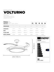 Ventilador Techo C/luz Volturno Blanco 4 Aspas Retráctiles