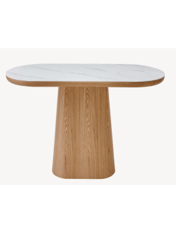 Consola 120 cm. Chapa roble y porcelánico blanco