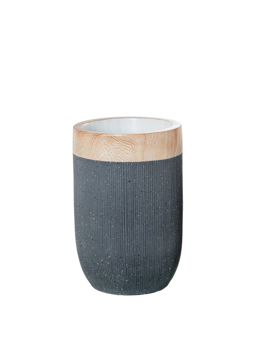 Macetero Resina Color Granit0c/borde Simulación Madera
