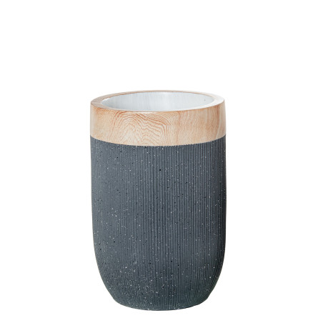 Macetero Resina Color Granit0c/borde Simulación Madera