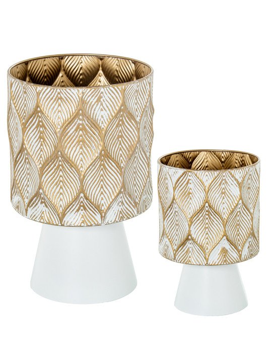 Set 2 Maceteros Metal Dorado/blanco