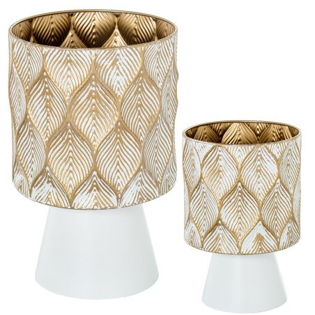 Set 2 Maceteros Metal Dorado/blanco
