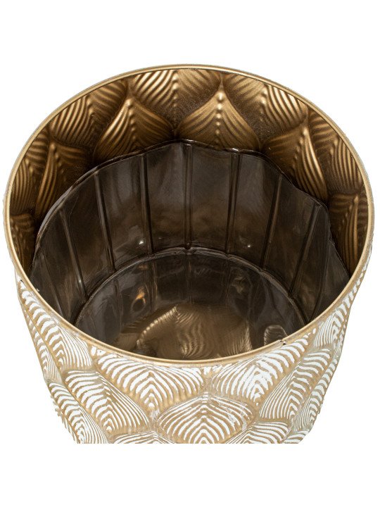 Set 2 Maceteros Metal Dorado/blanco