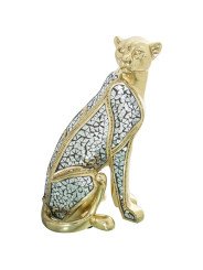 Figura Guepardo Resina Dorada
