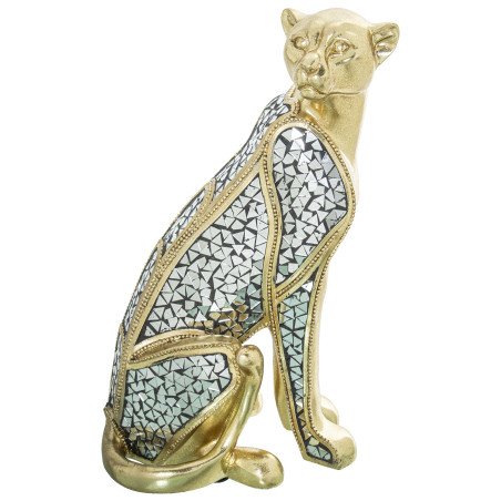 Figura Guepardo Resina Dorada