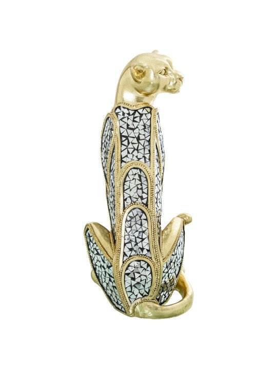 Figura Guepardo Resina Dorada