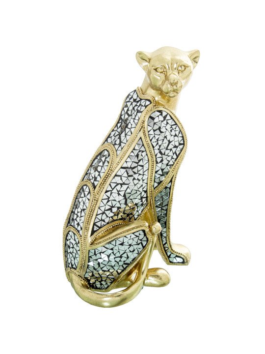 Figura Guepardo Resina Dorada