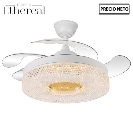 Ventilador Techo C/luz 4 Aspas Retráctiles Blanco Ethereal