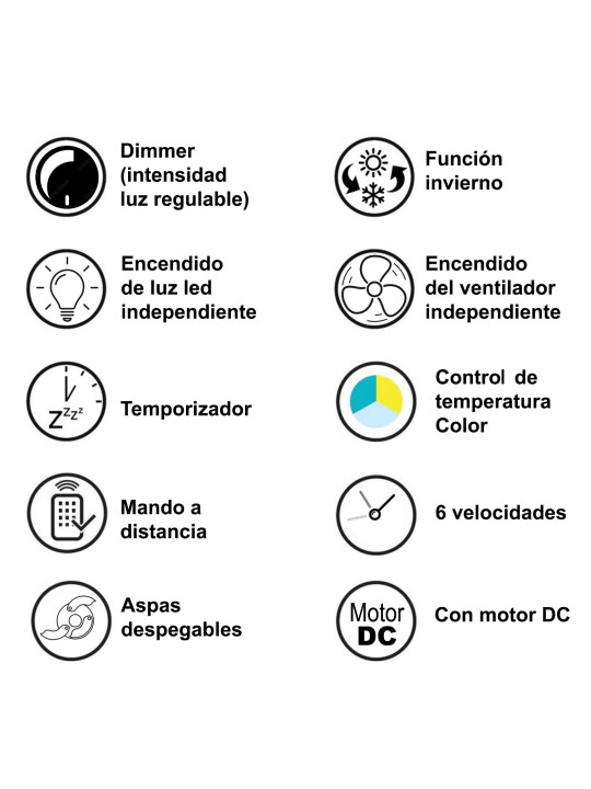 Ventilador Techo C/luz 4 Aspas Retráctiles Blanco Ethereal