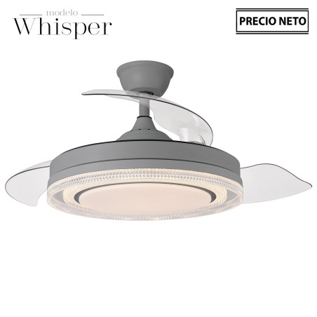 Ventilador Techo C/luz 3 Aspas Retráctiles Gris Whisper