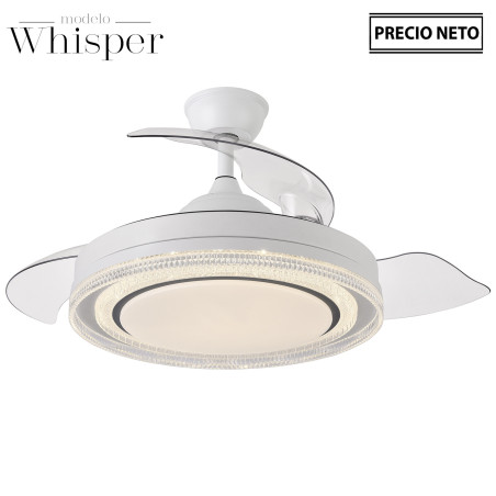 Ventilador Techo C/luz 3 Aspas Retráctiles Blanco Whisper