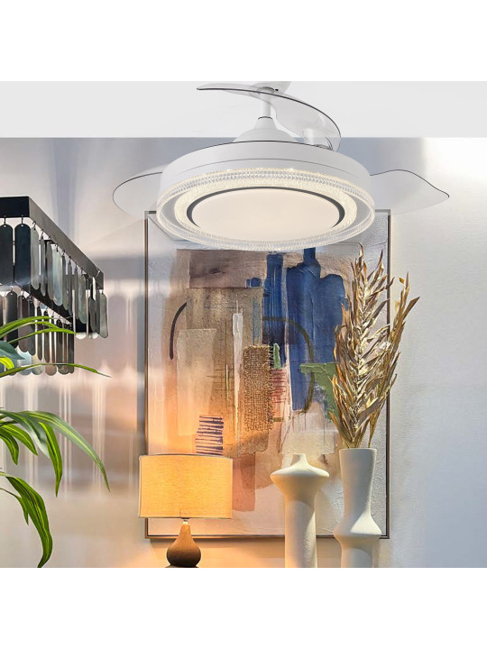 Ventilador Techo C/luz 3 Aspas Retráctiles Blanco Whisper