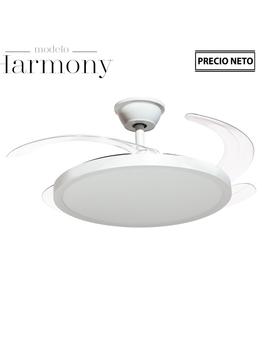 Ventilador Techo C/luz 3 Aspas Retráctiles Blanco Harmony