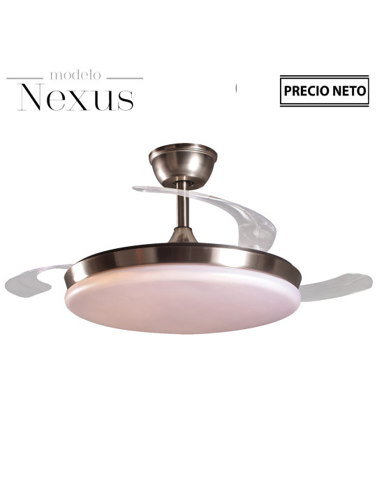 Ventilador Techo C/luz 3 Aspas Retráctiles Cromado Nexus