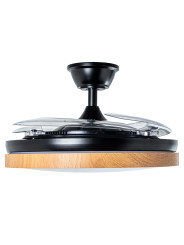 Ventilador Techo C/luz 4 Aspas Retráct. Negro/madera Aurora