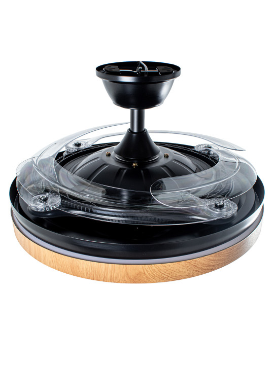 Ventilador Techo C/luz 4 Aspas Retráct. Negro/madera Aurora