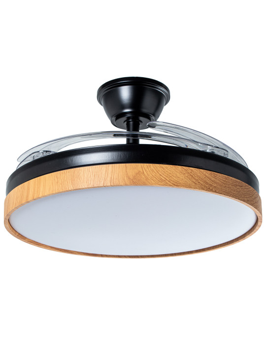 Ventilador Techo C/luz 4 Aspas Retráct. Negro/madera Aurora