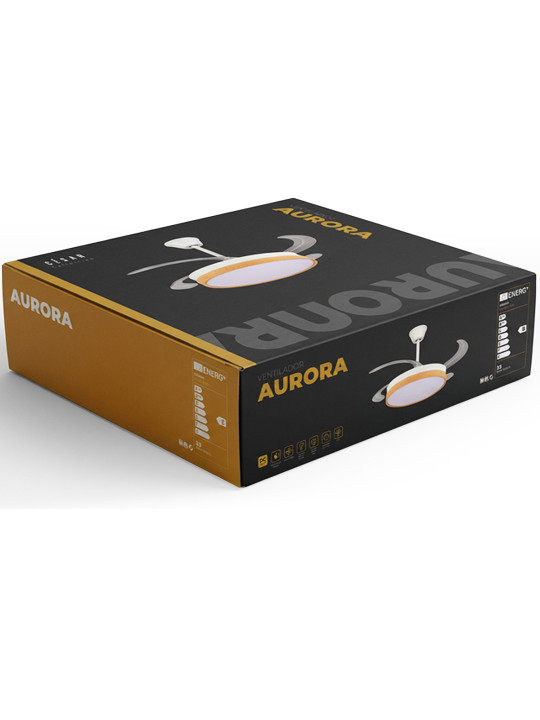 Ventilador Techo C/luz 4 Aspas Retráct.blanco/madera Aurora
