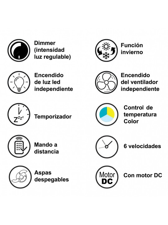 Ventilador Techo C/luz 4 Aspas Retráct.blanco/madera Aurora
