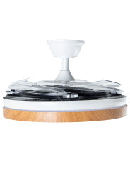 Ventilador Techo C/luz 4 Aspas Retráct.blanco/madera Aurora