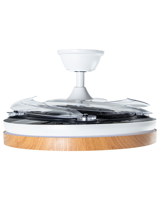 Ventilador Techo C/luz 4 Aspas Retráct.blanco/madera Aurora