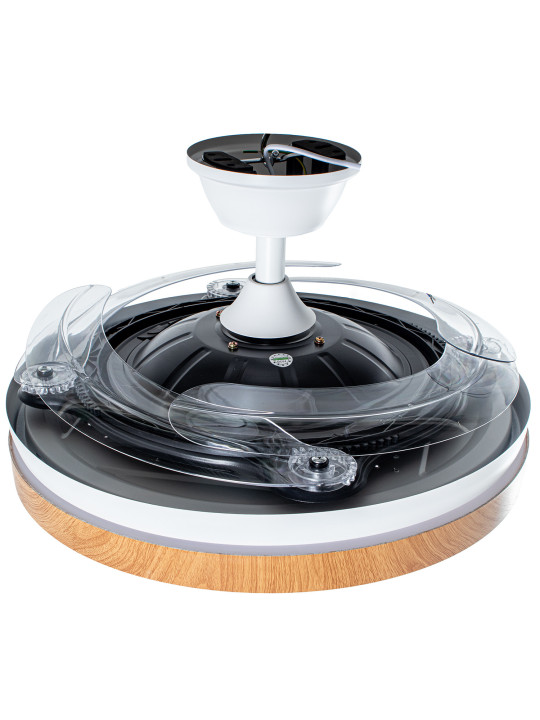 Ventilador Techo C/luz 4 Aspas Retráct.blanco/madera Aurora