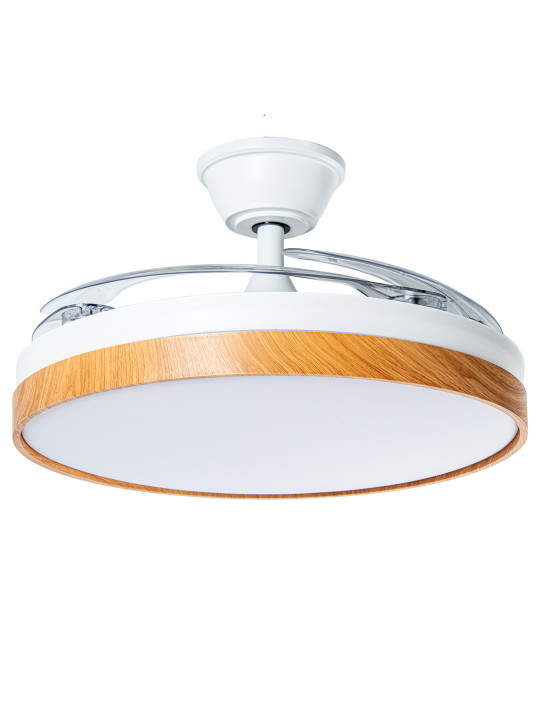 Ventilador Techo C/luz 4 Aspas Retráct.blanco/madera Aurora