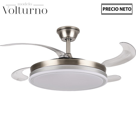 Ventilador Techo C/luz 4 Aspas Retráctiles Plateado Volturn