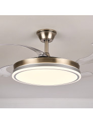 Ventilador Techo C/luz 4 Aspas Retráctiles Plateado Volturn