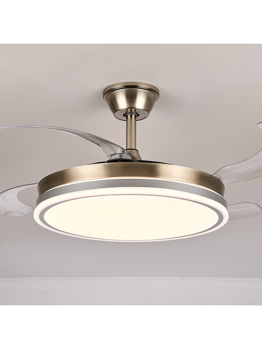 Ventilador Techo C/luz 4 Aspas Retráctiles Plateado Volturn