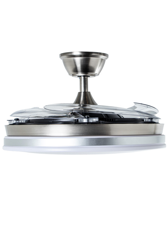 Ventilador Techo C/luz 4 Aspas Retráctiles Plateado Volturn
