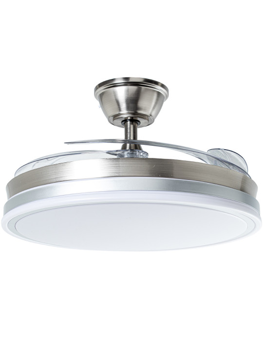 Ventilador Techo C/luz 4 Aspas Retráctiles Plateado Volturn
